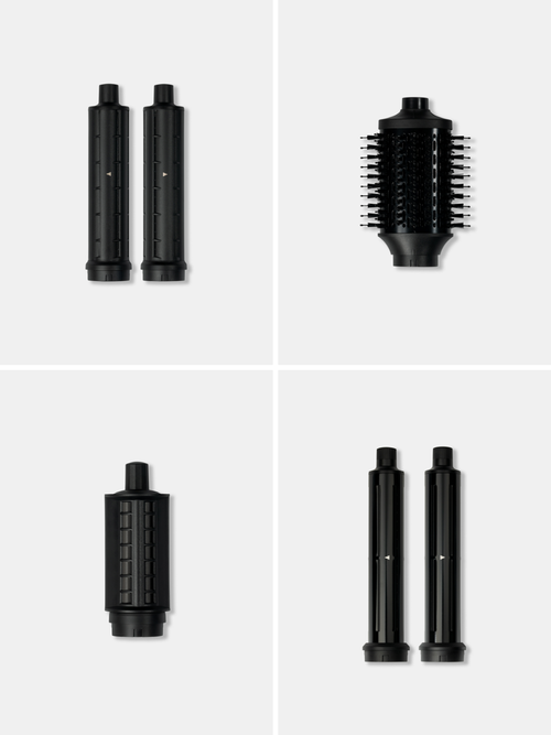 Extra wide, volumizing brush, anti-frizz, ceramic attachments