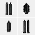 Extra wide, volumizing brush, anti-frizz, ceramic attachments